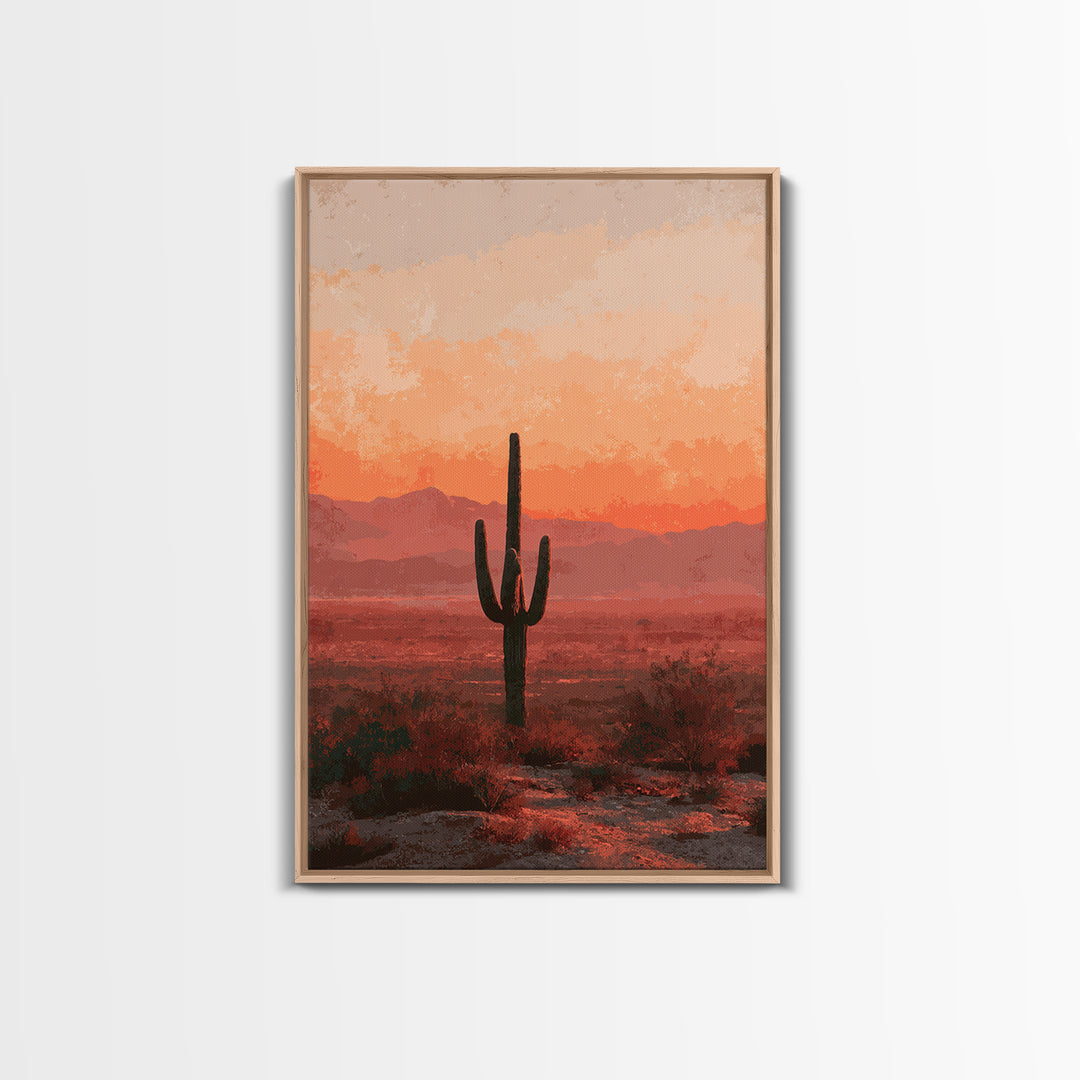 Dreamy Desert Sunset Canvas Print, Above Bed Art, Minimalist Decor, Bedroom Decor, Fine Art, Serenity, Textured Wall Art, ABA-2x3-39