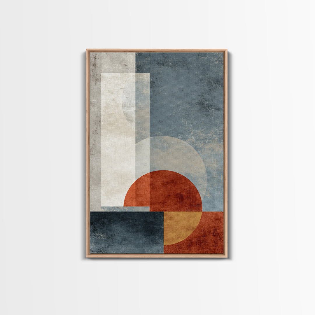 Abstract Sunrise Geometry Framed Canvas Print, Above Bed Art, Fine Art Print, Bedroom Decor, Abstract Art, Serenity, ABA-2x3-4
