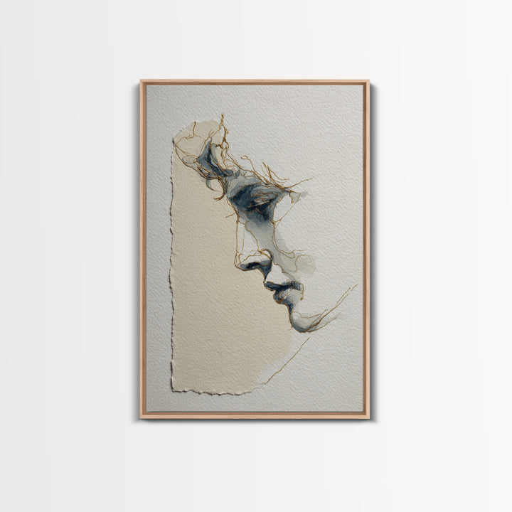 Minimal Two Figure Line Drawing Canvas Print, Above Bed Art, Modern Decor, Bedroom Decor, Fine Art, Serenity, Digital Prints, ABA-2x3-40