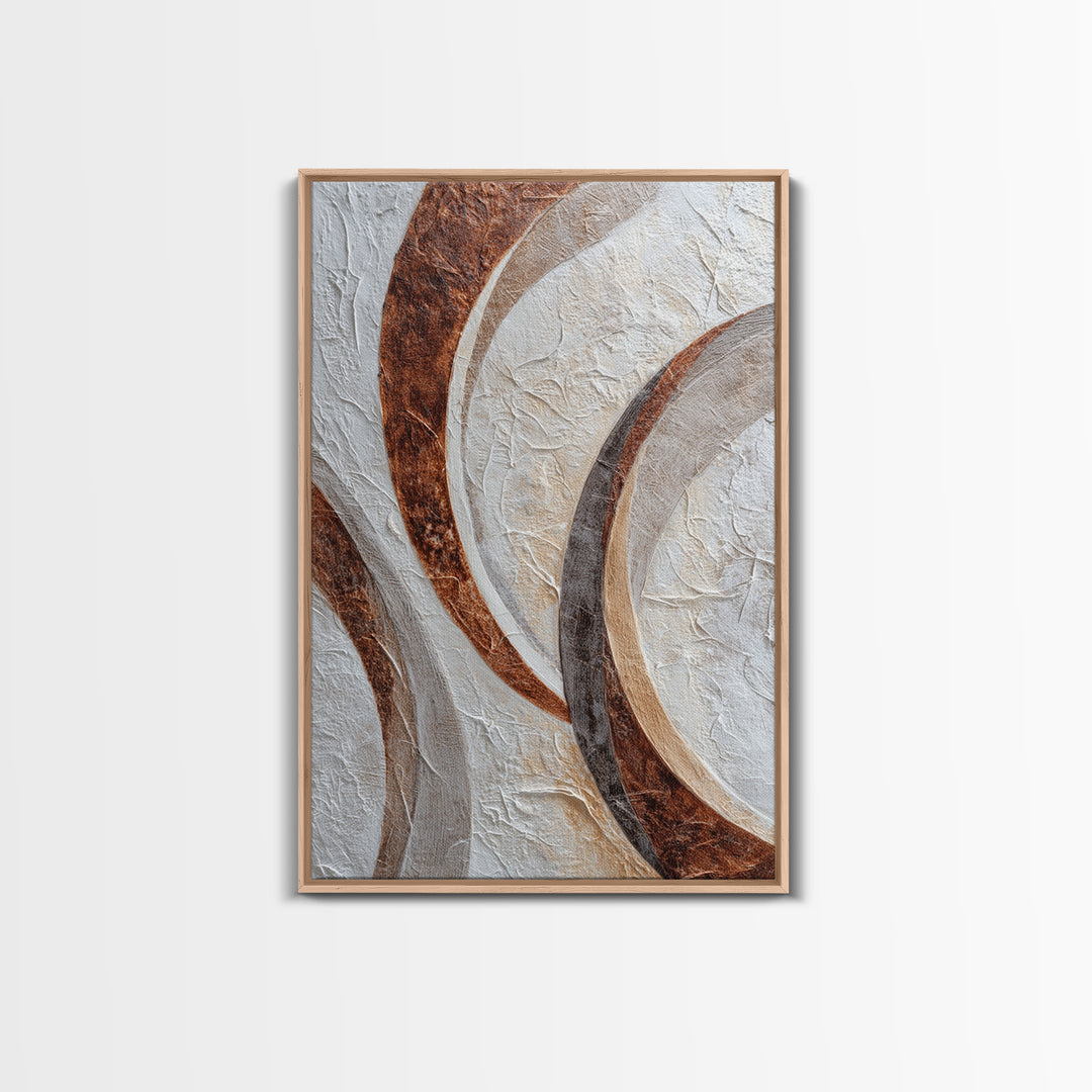 Warm Taupe Abstract Waves Framed Canvas Print, Above Bed Art, Wall Art, Bedroom Decor, Fine Art, Serenity, Digital Print, ABA-2x3-47