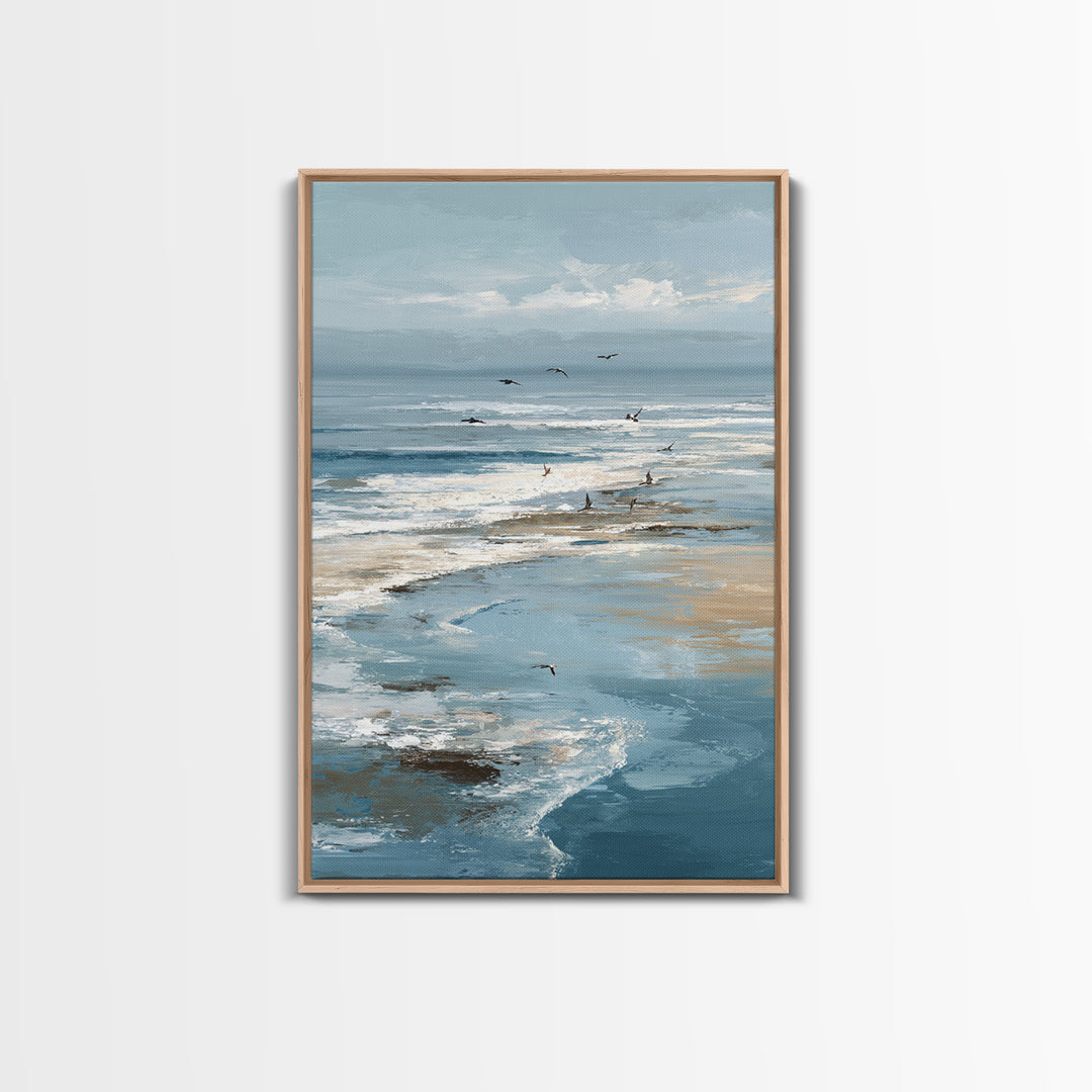 Serene Ocean Tide Seen from Above Canvas Print, Above Bed Art, Wall Decor, Bedroom Decor, Fine Art, Serenity, Apartment Decor, ABA-2x3-5