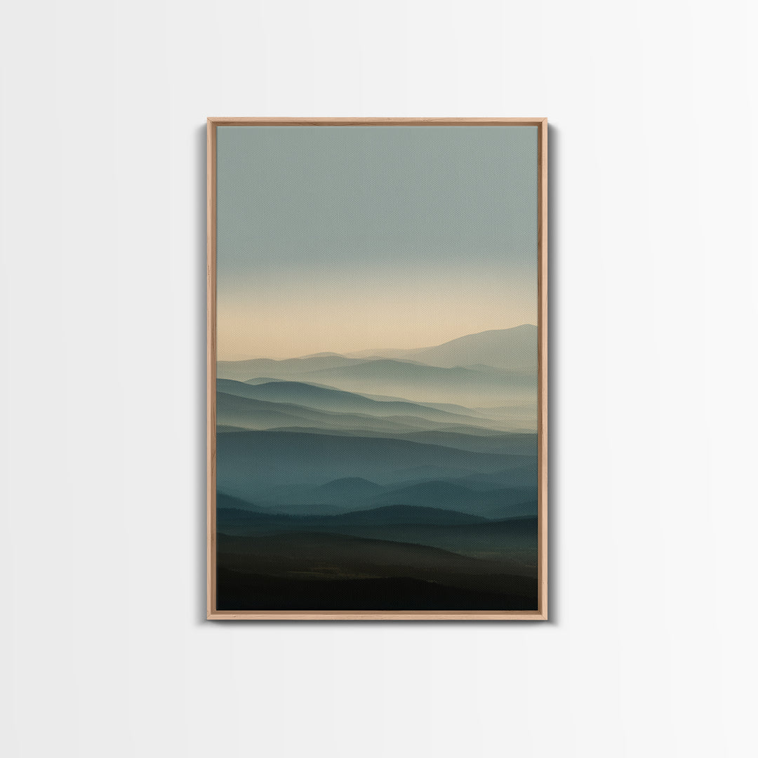 Soft Alpine Horizon Framed Canvas Print, Above Bed Art, Gallery Decor, Bedroom Decor, Fine Art, Serenity, Wall Art, Wall Decor, ABA-2x3-56