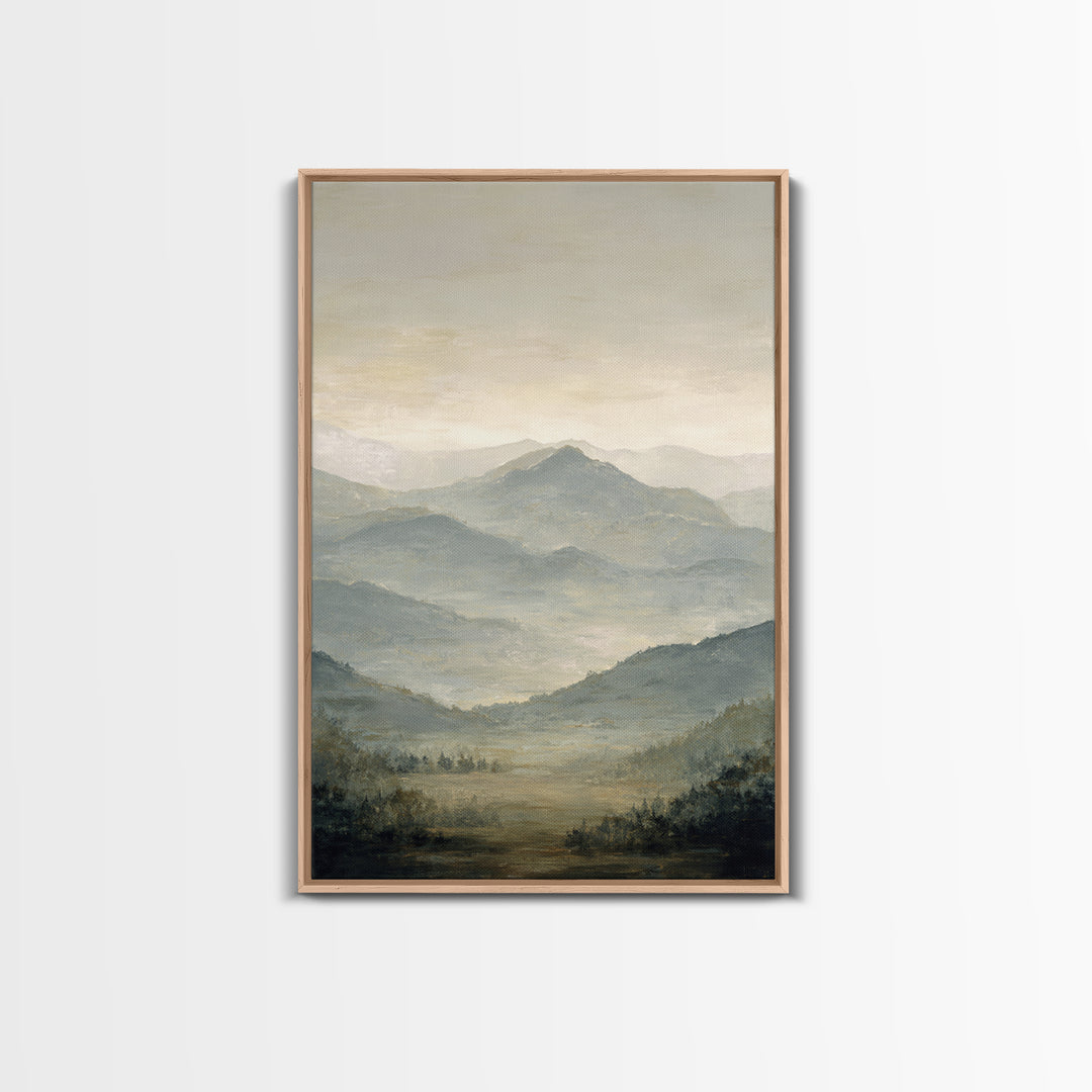 Panoramic Misty Mountain Landscape Canvas Print, Above Bed Art, Apartment Decor, Bedroom Decor, Serenity, Photography Prints, ABA-2x3-57
