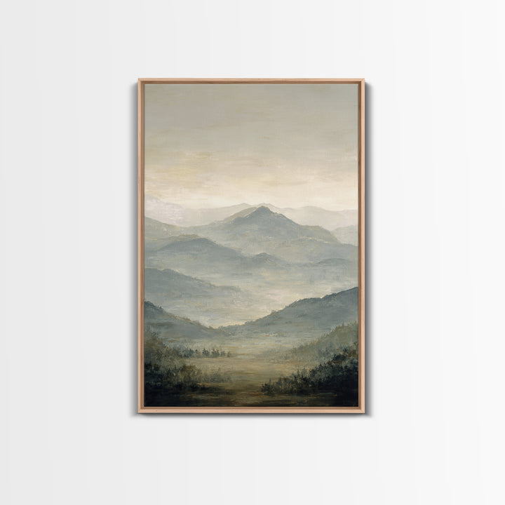 Panoramic Misty Mountain Landscape Canvas Print, Above Bed Art, Apartment Decor, Bedroom Decor, Serenity, Photography Prints, ABA-2x3-57