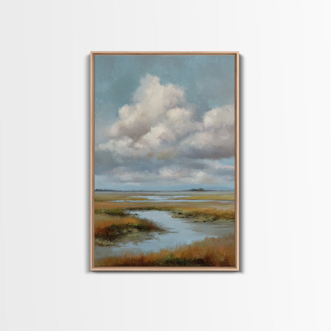 Tranquil Cloudscape with Blush Undertones Canvas Print, Above Bed Art, Original Art, Bedroom Decor, Fine Art, Serenity, ABA-2x3-61