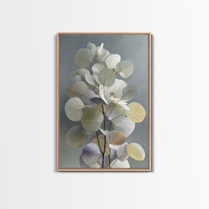 Soft Eucalyptus Branches Arranged Symmetrically Canvas Print, Above Bed Art, Mid Century Modern, Bedroom Decor, Serenity, ABA-2x3-62