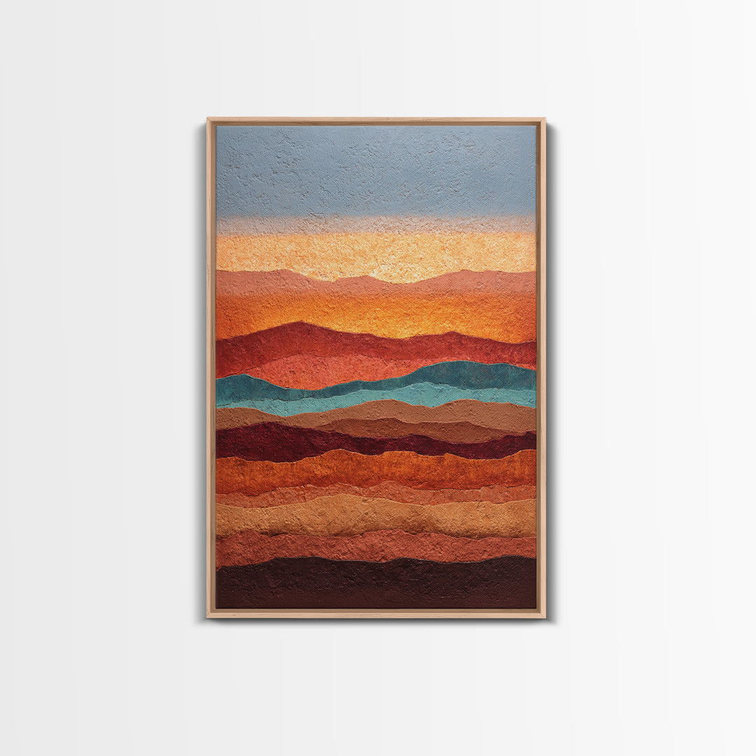 Dreamy Desert Sunset Framed Canvas Print, Above Bed Art, Printable Wall Art, Bedroom Decor, Watercolor Art, Serenity, ABA-2x3-63