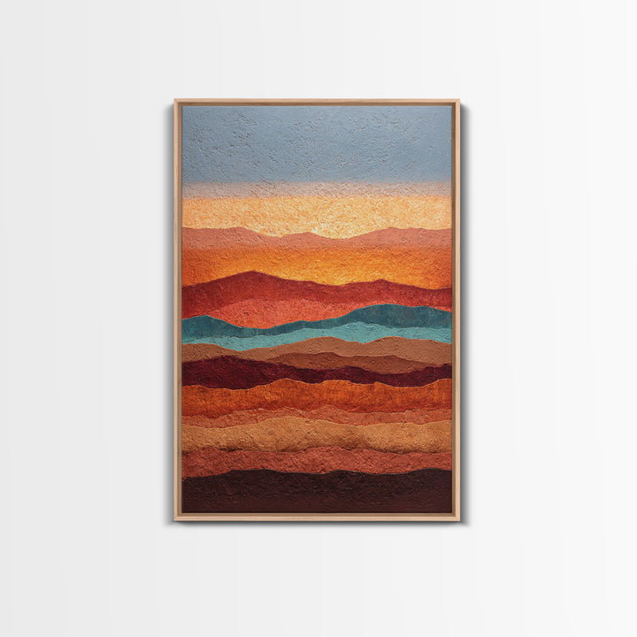 Dreamy Desert Sunset Framed Canvas Print, Above Bed Art, Printable Wall Art, Bedroom Decor, Watercolor Art, Serenity, ABA-2x3-63
