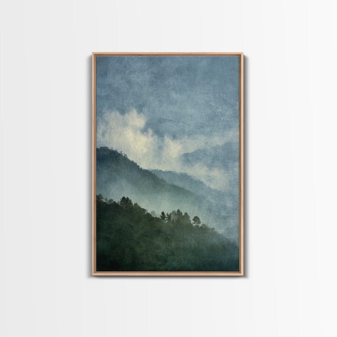 Soft Alpine Horizon Framed Canvas Print, Above Bed Art, Contemporary Art, Bedroom Decor, Fine Art, Serenity, Textured Wall Art, ABA-2x3-80