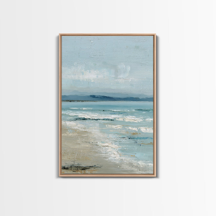 Quiet Moon over a Calm Ocean Horizon Framed Canvas Print, Above Bed Art, Printable Art, Bedroom Decor, Fine Art, Serenity, ABA-2x3-83