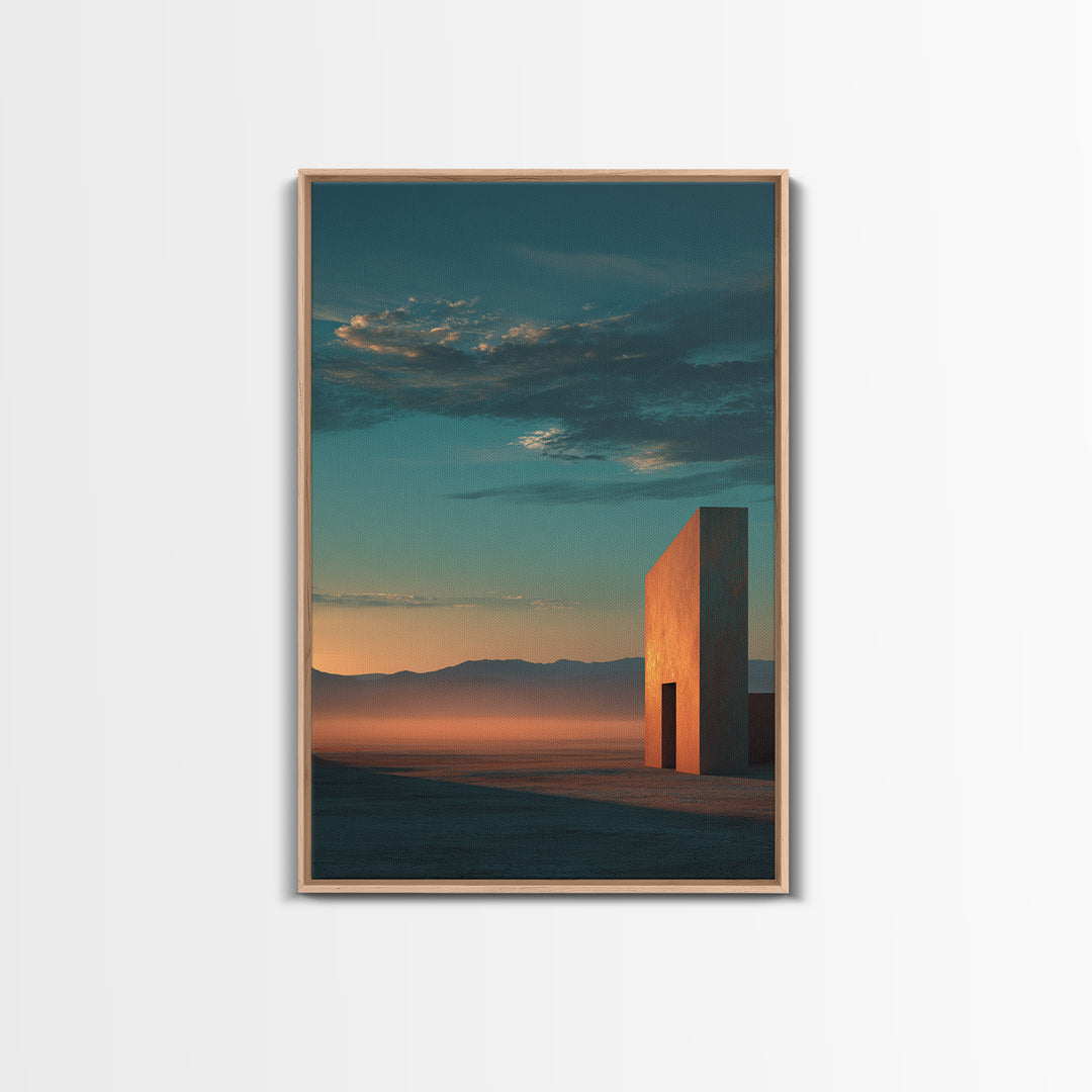Dreamy Desert Sunset Framed Canvas Print, Above Bed Art, Living Room Decor, Bedroom Decor, Oil Painting, Serenity 487, ABA-2x3-87