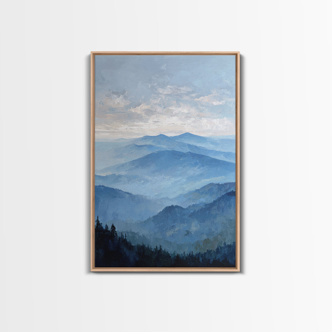 Panoramic Misty Mountain Landscape Canvas Print, Above Bed Art, Digital Prints, Bedroom Decor, Serenity, Printable Art, ABA-2x3-9