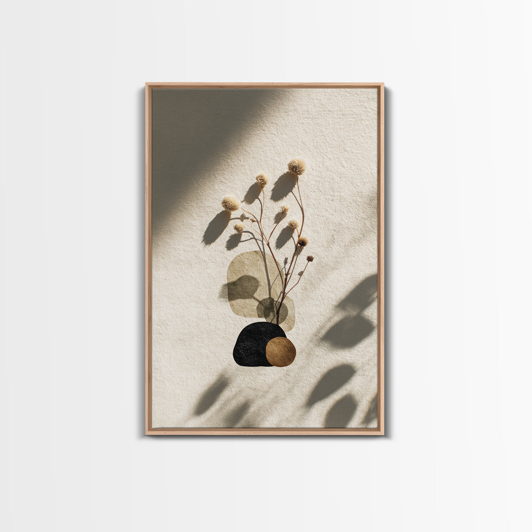 Japandi Ink Shapes Framed Canvas Print, Above Bed Art, Digital Art, Bedroom Decor, Abstract Art, Serenity, Living Room Decor, ABA-2x3-98