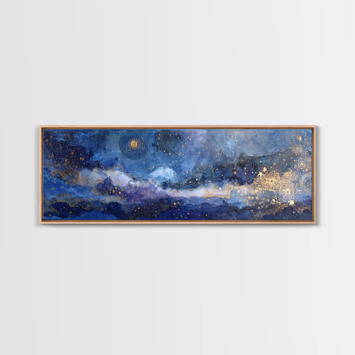 Subtle Celestial Scene Canvas Print, Above Bed Art, Printable Art, Bedroom Decor, Oil Painting, Serenity, Bedroom Wall Art, ABA-3x1-29