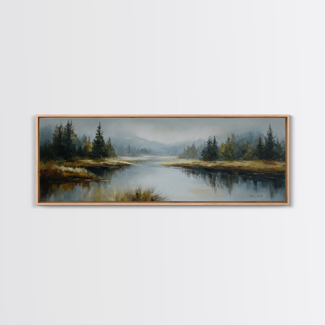 Calming Lake Reflection Canvas Print, Above Bed Art, Home Decor, Bedroom Decor, Fine Art, Serenity, Contemporary Art, ABA-3x1-3