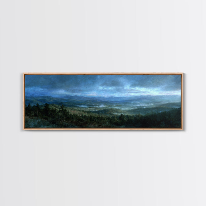 Quiet Forest Ridge Softened by Fog Canvas Print, Above Bed Art, Wall Art, Bedroom Decor, Fine Art, Serenity, Digital Print, ABA-3x1-30