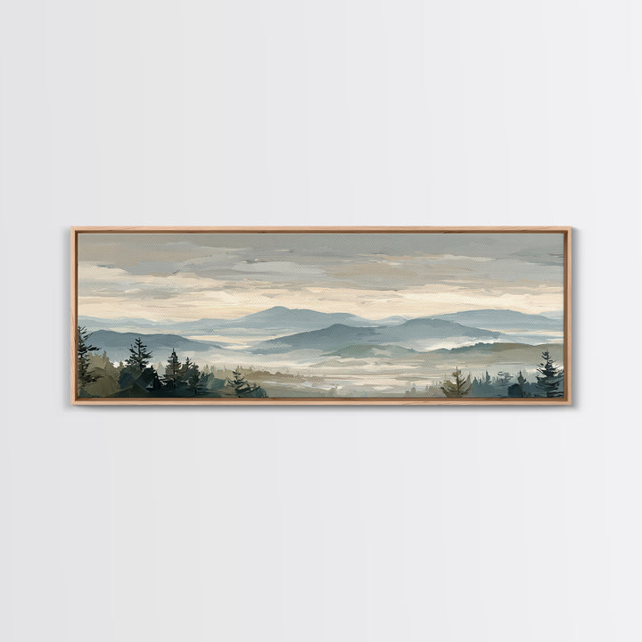 Soft Alpine Horizon Canvas Print, Above Bed Art, Home Decor, Bedroom Decor, Oil Painting, Serenity, Contemporary Art, ABA-3x1-40