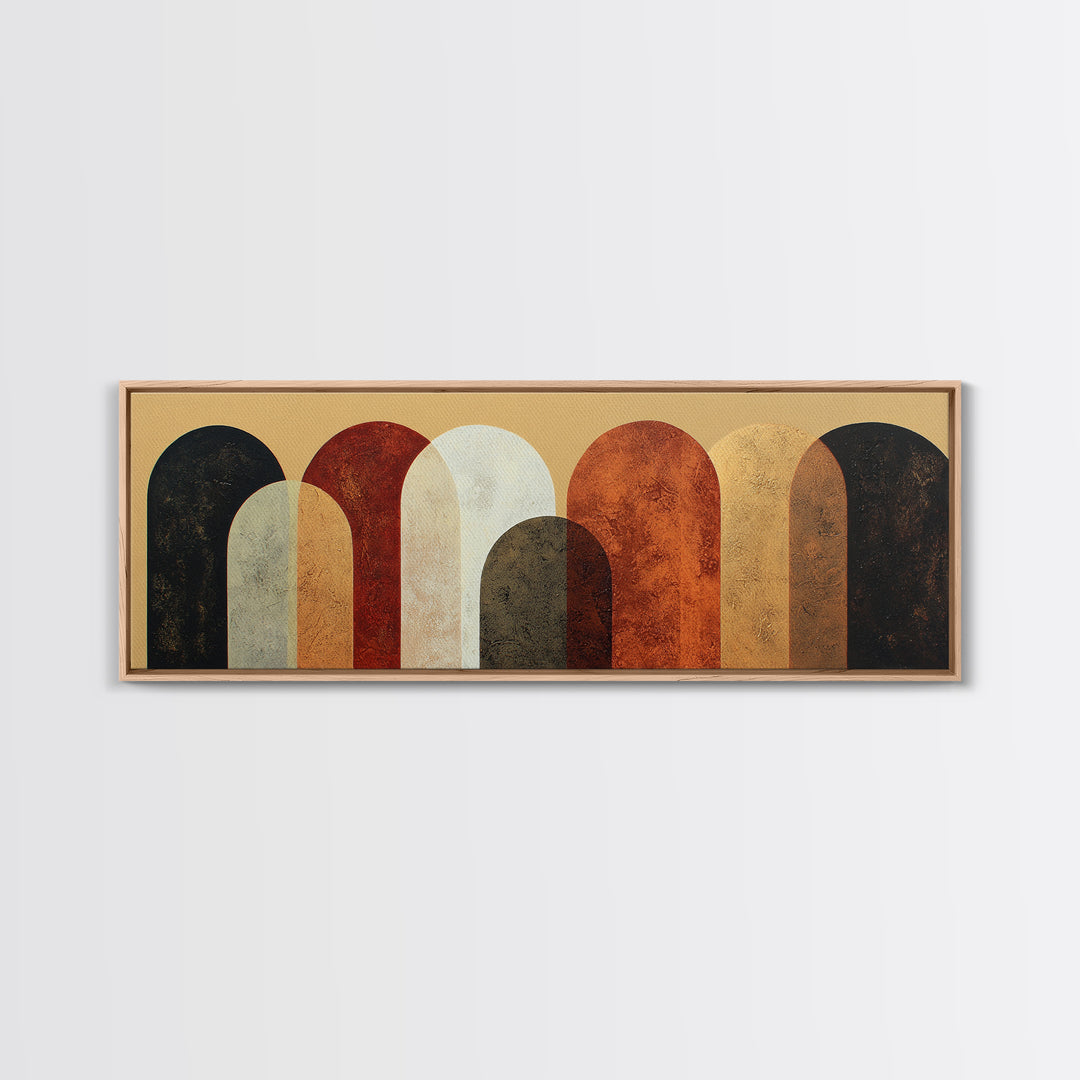 Neutral Abstract Arches Framed Canvas Print, Above Bed Art, Gallery Decor, Bedroom Decor, Abstract Art, Serenity, Wall Art, ABA-3x1-44