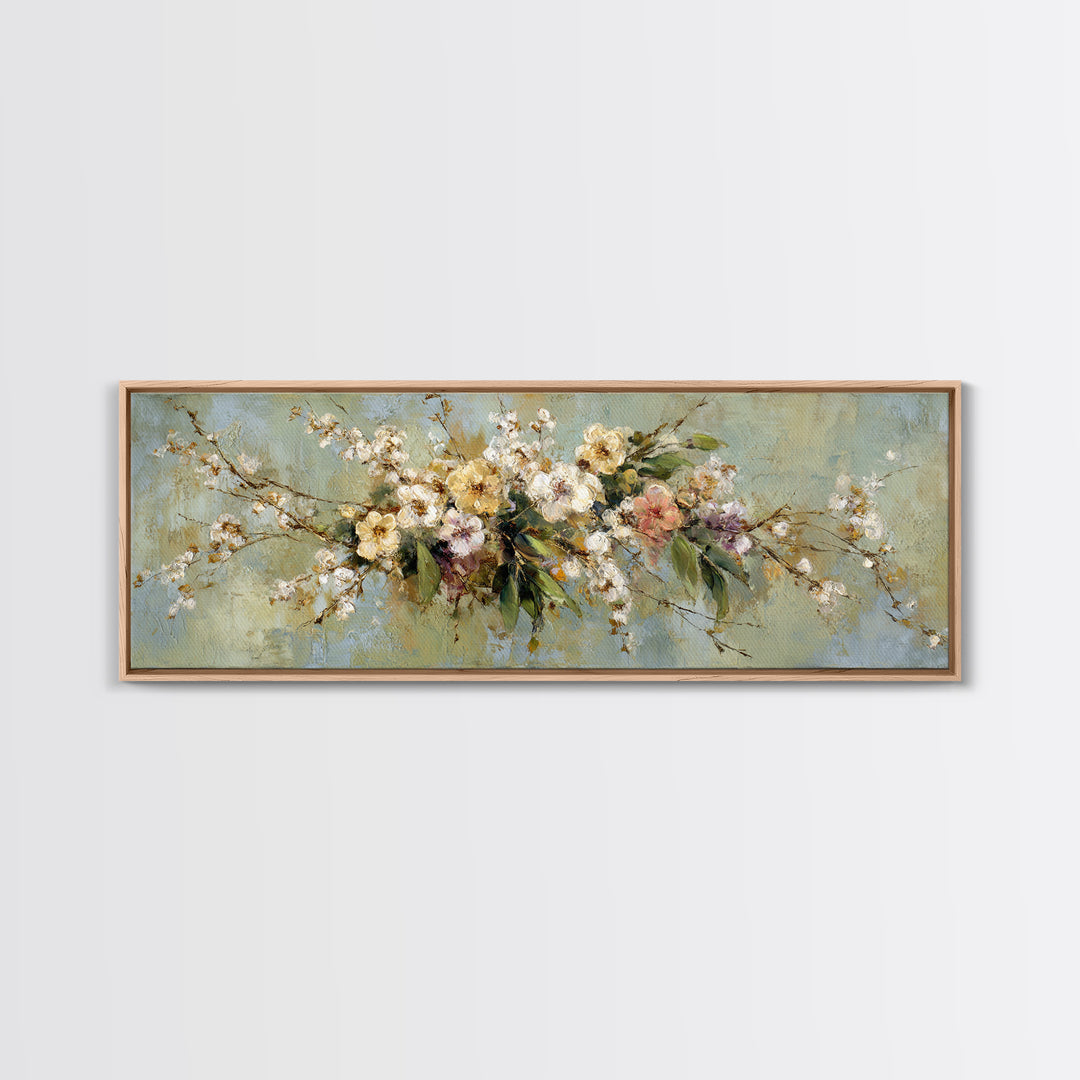 Soft Eucalyptus Branches Arranged Symmetrically Canvas Print, Above Bed Art, Living Room Decor, Bedroom Decor, Serenity, ABA-3x1-46