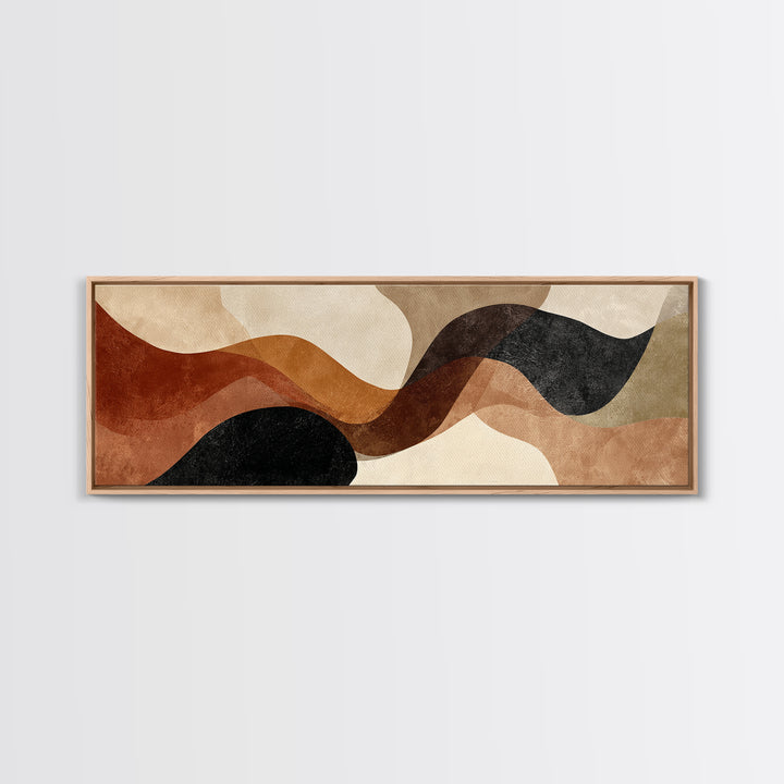 Warm Taupe Abstract Waves Framed Canvas Print, Above Bed Art, Contemporary Art, Bedroom Decor, Serenity, Textured Wall Art, ABA-3x1-55