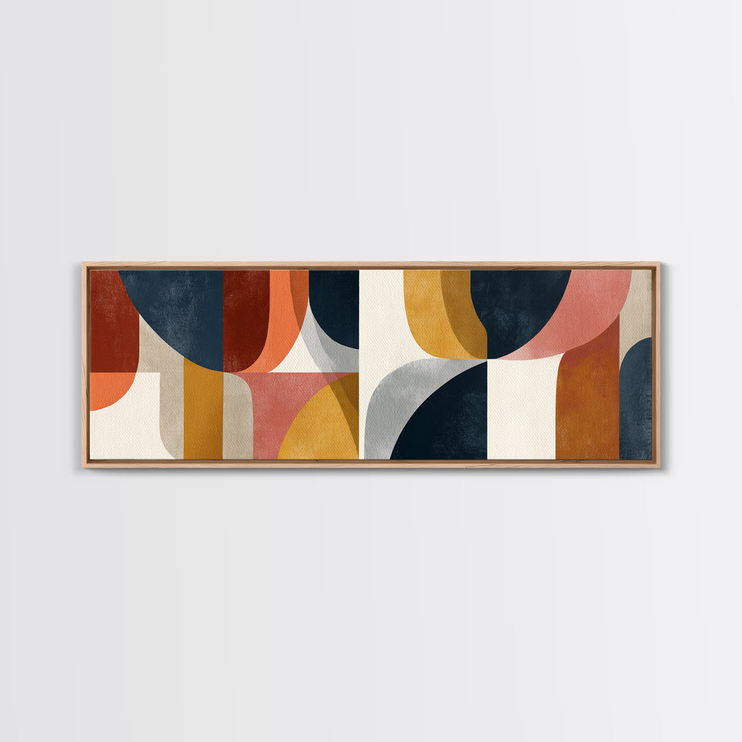Abstract Sunrise Geometry Framed Canvas Print, Above Bed Art, Statement Artwork, Bedroom Decor, Fine Art, Serenity, ABA-3x1-60