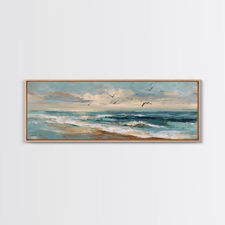Serene Ocean Tide Seen from Above Canvas Print, Above Bed Art, Boho Wall Decor, Bedroom Decor, Serenity, Fine Art Print, ABA-3x1-61