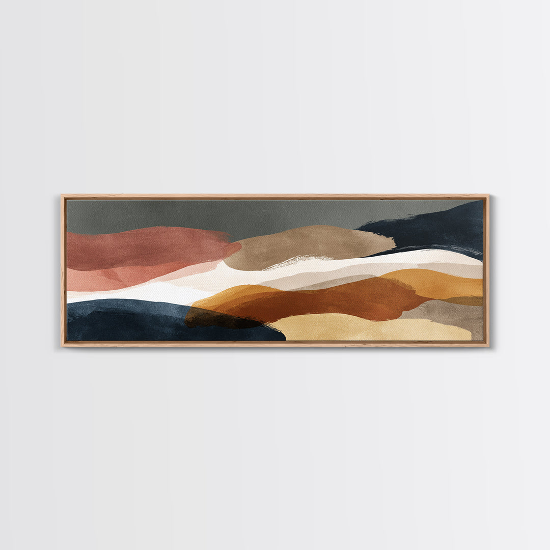 Warm Taupe Abstract Waves Framed Canvas Print, Above Bed Art, Gallery Decor, Bedroom Decor, Abstract Art, Serenity, Wall Art, ABA-3x1-7