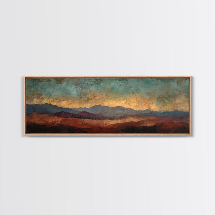 Dreamy Desert Sunset Canvas Print, Above Bed Art, Original Art, Bedroom Decor, Oil Painting, Serenity, Sage Green Wall Art, ABA-3x1-71