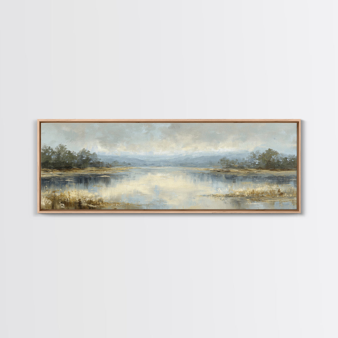 Calming Lake Reflection Canvas Print, Above Bed Art, Canvas Wall Art, Bedroom Decor, Fine Art, Serenity, Boho Wall Decor, ABA-3x1-75