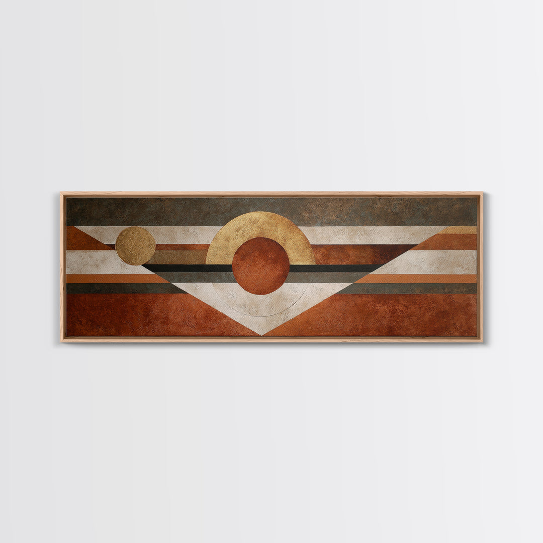 Abstract Sunrise Geometry Framed Canvas Print, Above Bed Art, Digital Art, Bedroom Decor, Abstract Art, Serenity, ABA-3x1-84
