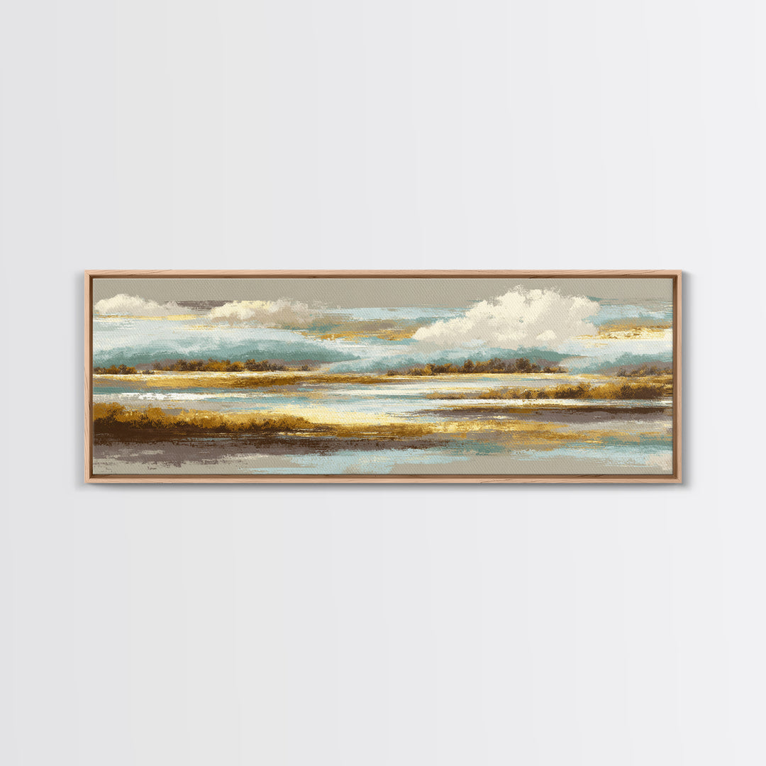 Soft Alpine Horizon Canvas Print, Above Bed Art, Minimalist Decor, Bedroom Decor, Fine Art, Serenity, Textured Wall Art, ABA-3x1-88