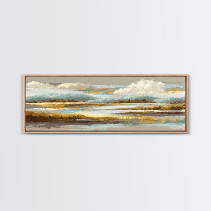Soft Alpine Horizon Canvas Print, Above Bed Art, Minimalist Decor, Bedroom Decor, Fine Art, Serenity, Textured Wall Art, ABA-3x1-88