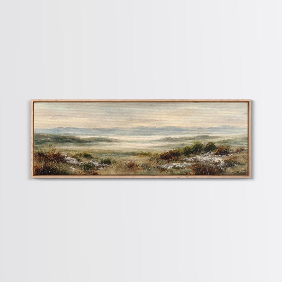 Soft Romantic Landscape Framed Canvas Print, Above Bed Art, Canvas Wall Art, Bedroom Decor, Fine Art, Serenity, Boho Wall Decor, ABA-3x1-9