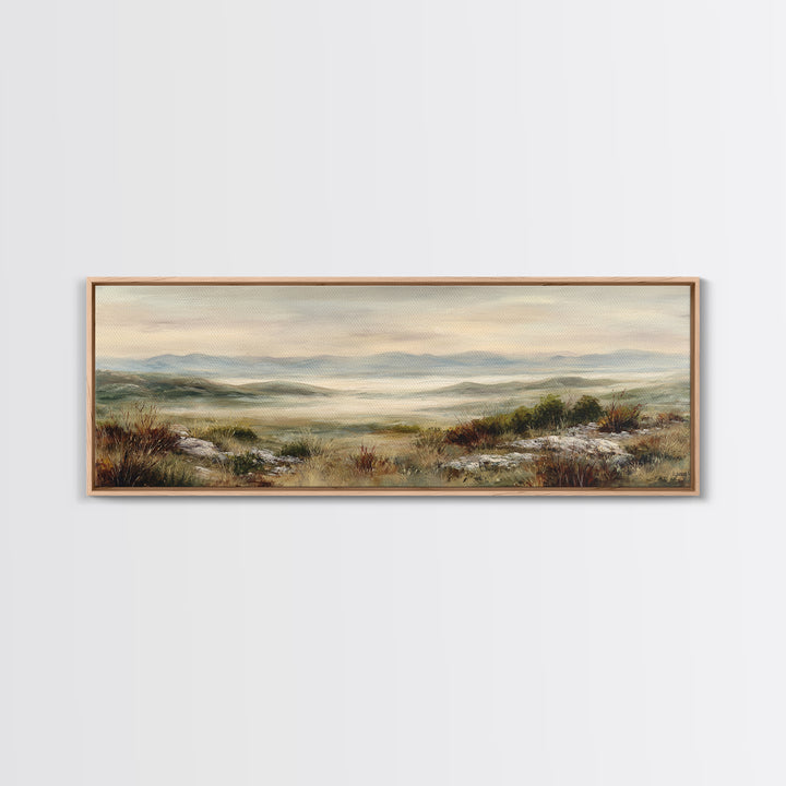 Soft Romantic Landscape Framed Canvas Print, Above Bed Art, Canvas Wall Art, Bedroom Decor, Fine Art, Serenity, Boho Wall Decor, ABA-3x1-9