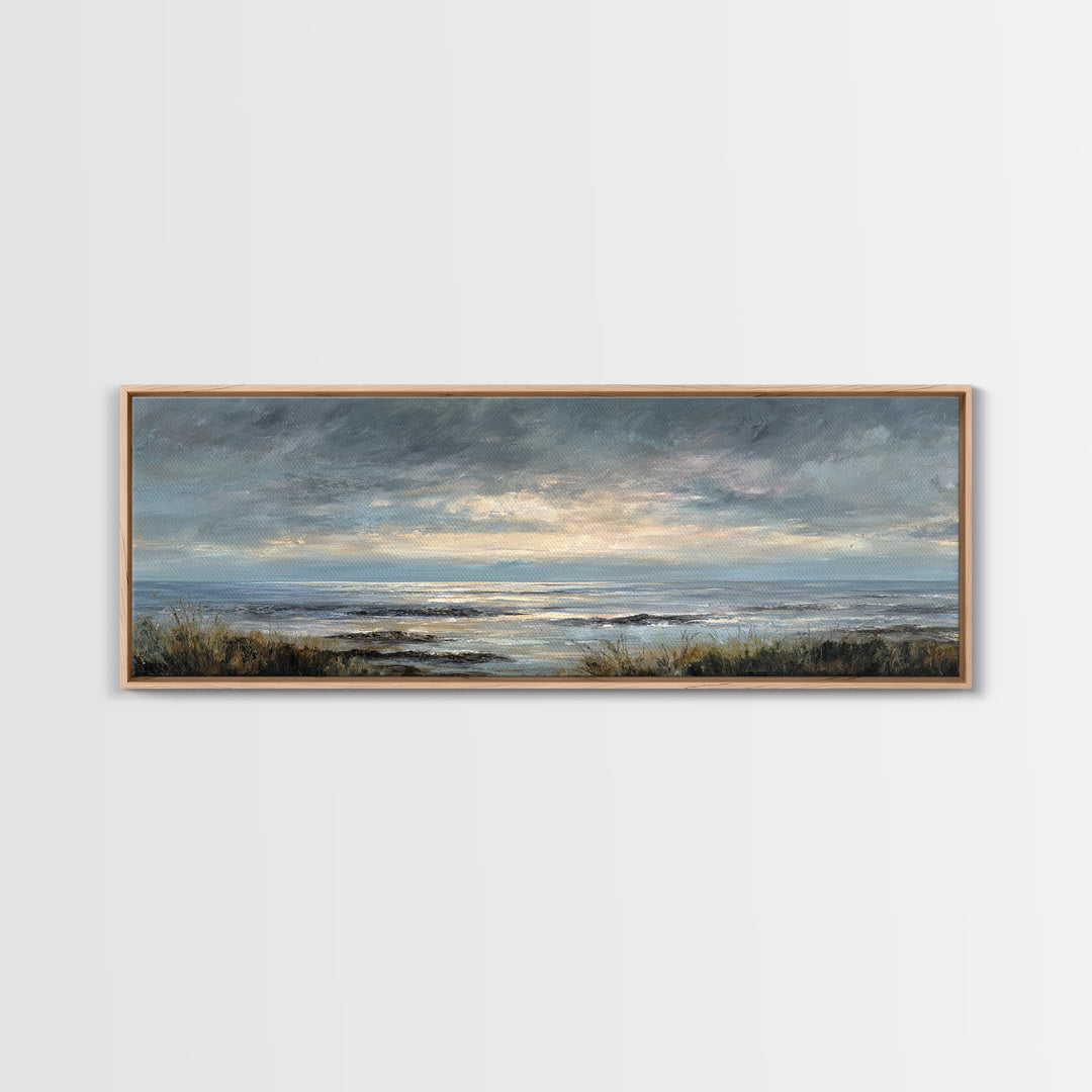 Tranquil Cloudscape with Blush Undertones Canvas Print, Above Bed Art, Above Bed Decor, Bedroom Decor, Fine Art, Serenity, ABA-3x1-93