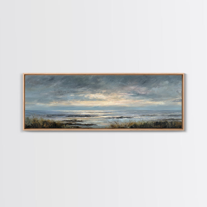 Tranquil Cloudscape with Blush Undertones Canvas Print, Above Bed Art, Above Bed Decor, Bedroom Decor, Fine Art, Serenity, ABA-3x1-93