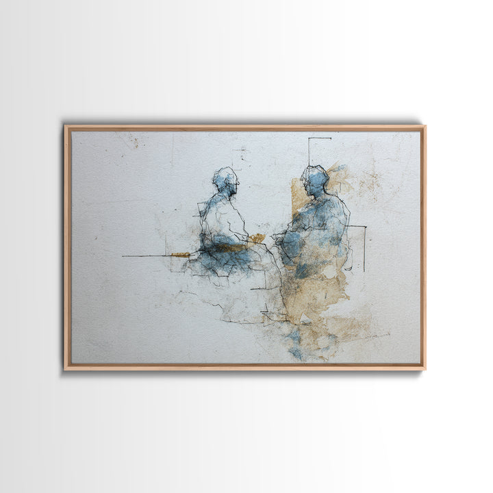 Minimal Two Figure Line Drawing Canvas Print, Above Bed Art, Digital Print, Bedroom Decor, Serenity, Living Room Wall Art, ABA-3x2-12