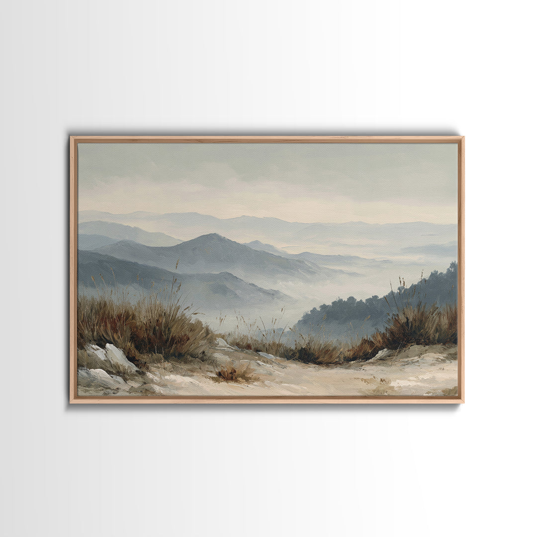 Panoramic Misty Mountain Landscape Canvas Print, Above Bed Art, Living Room Wall Art, Bedroom Decor, Fine Art, Serenity, ABA-3x2-29