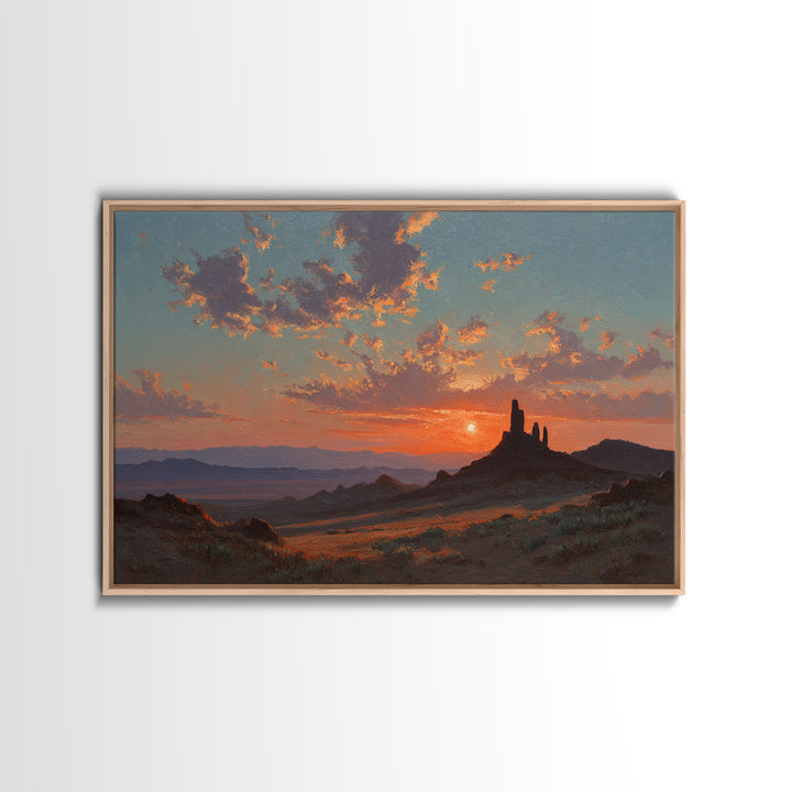 Dreamy Desert Sunset Framed Canvas Print, Above Bed Art, Bedroom Wall Art, Bedroom Decor, Fine Art, Serenity, Textured Painting, ABA-3x2-35