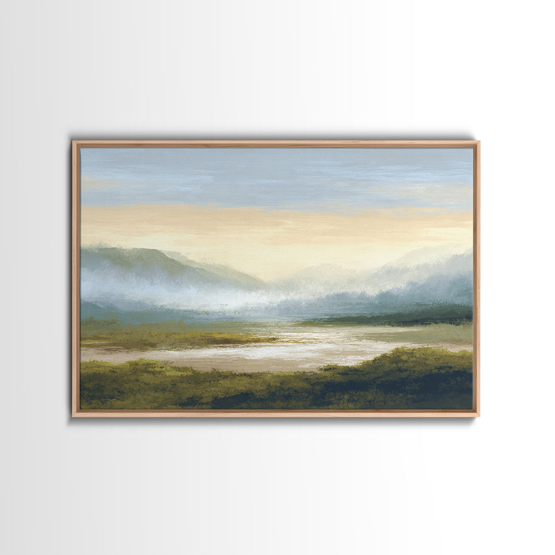 Soft Alpine Horizon Canvas Print, Above Bed Art, Wall Art Prints, Bedroom Decor, Serenity, Boho Wall Art, Horizontal Wall Art, ABA-3x2-4