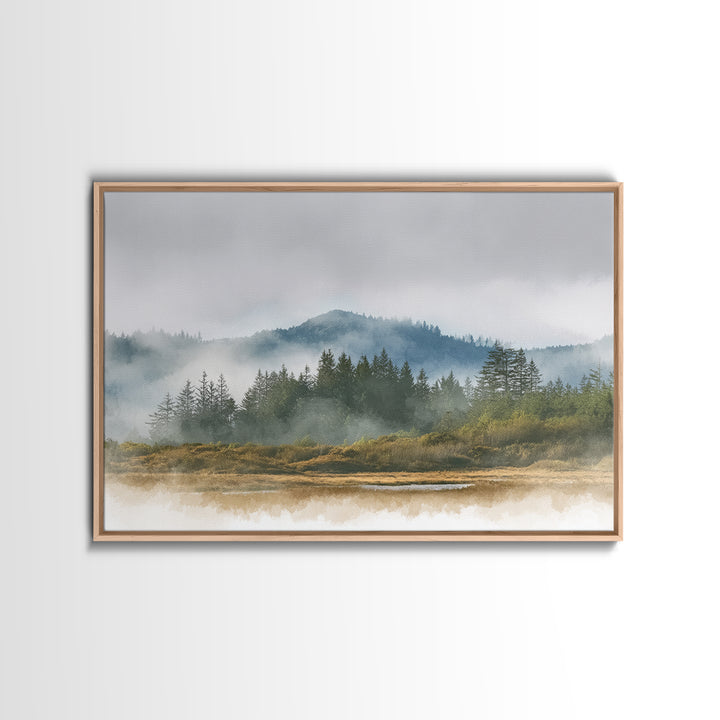 Quiet Forest Ridge Softened by Fog Canvas Print, Above Bed Art, Apartment Decor, Bedroom Decor, Serenity, Photography Prints, ABA-3x2-42