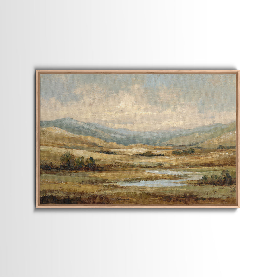 Soft Romantic Landscape Framed Canvas Print, Above Bed Art, Boho Decor, Bedroom Decor, Fine Art, Serenity, Statement Artwork, ABA-3x2-45