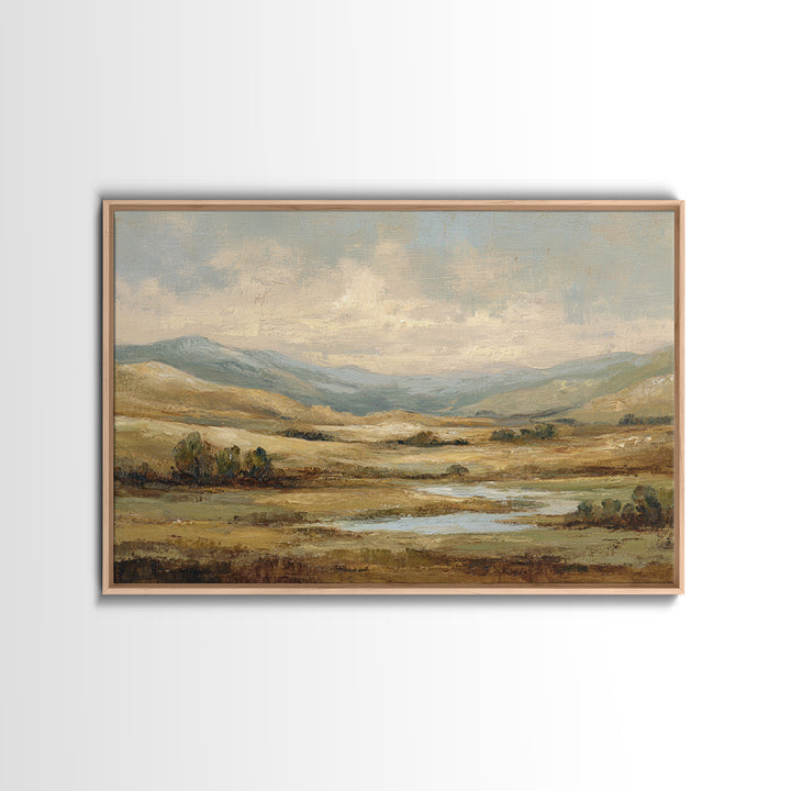 Soft Romantic Landscape Framed Canvas Print, Above Bed Art, Boho Decor, Bedroom Decor, Fine Art, Serenity, Statement Artwork, ABA-3x2-45