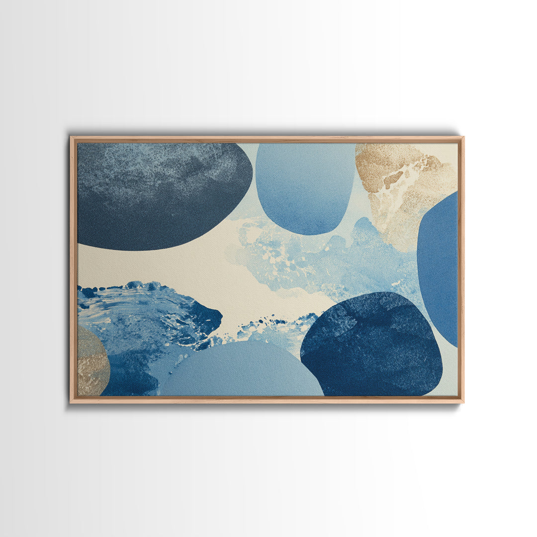 Japandi Ink Shapes Framed Canvas Print, Above Bed Art, Printable Art, Bedroom Decor, Abstract Art, Serenity, Bedroom Wall Art, ABA-3x2-46