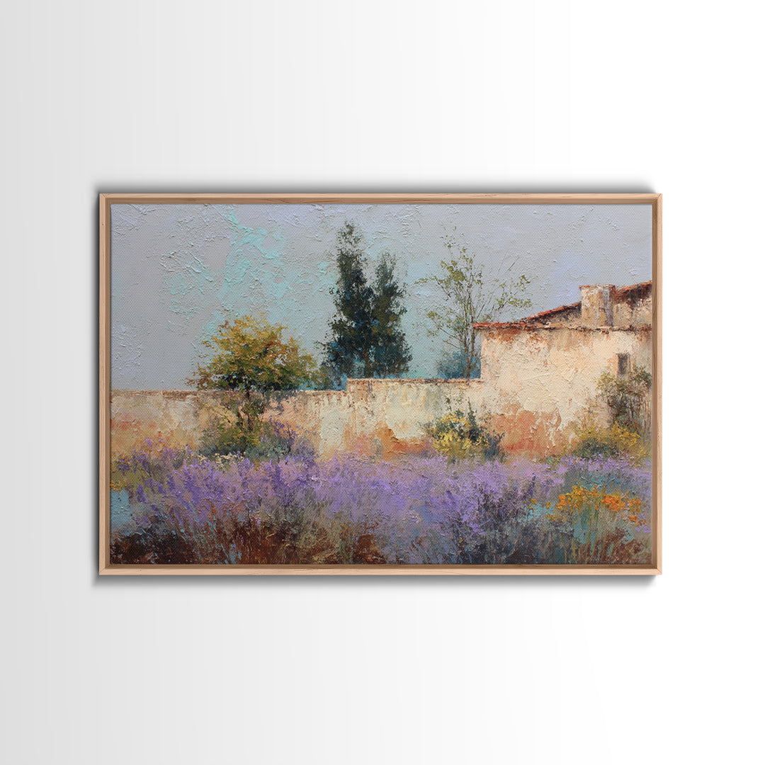Oversized Lavender Field Framed Canvas Print, Above Bed Art, Room Decor, Bedroom Decor, Oil Painting, Serenity, Large Wall Art, ABA-3x2-47