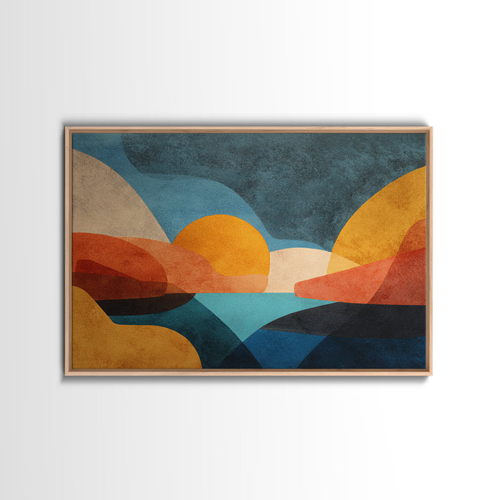Abstract Sunrise Geometry Canvas Print, Above Bed Art, Sage Green Wall Art, Bedroom Decor, Fine Art, Serenity, Modern Decor, ABA-3x2-48