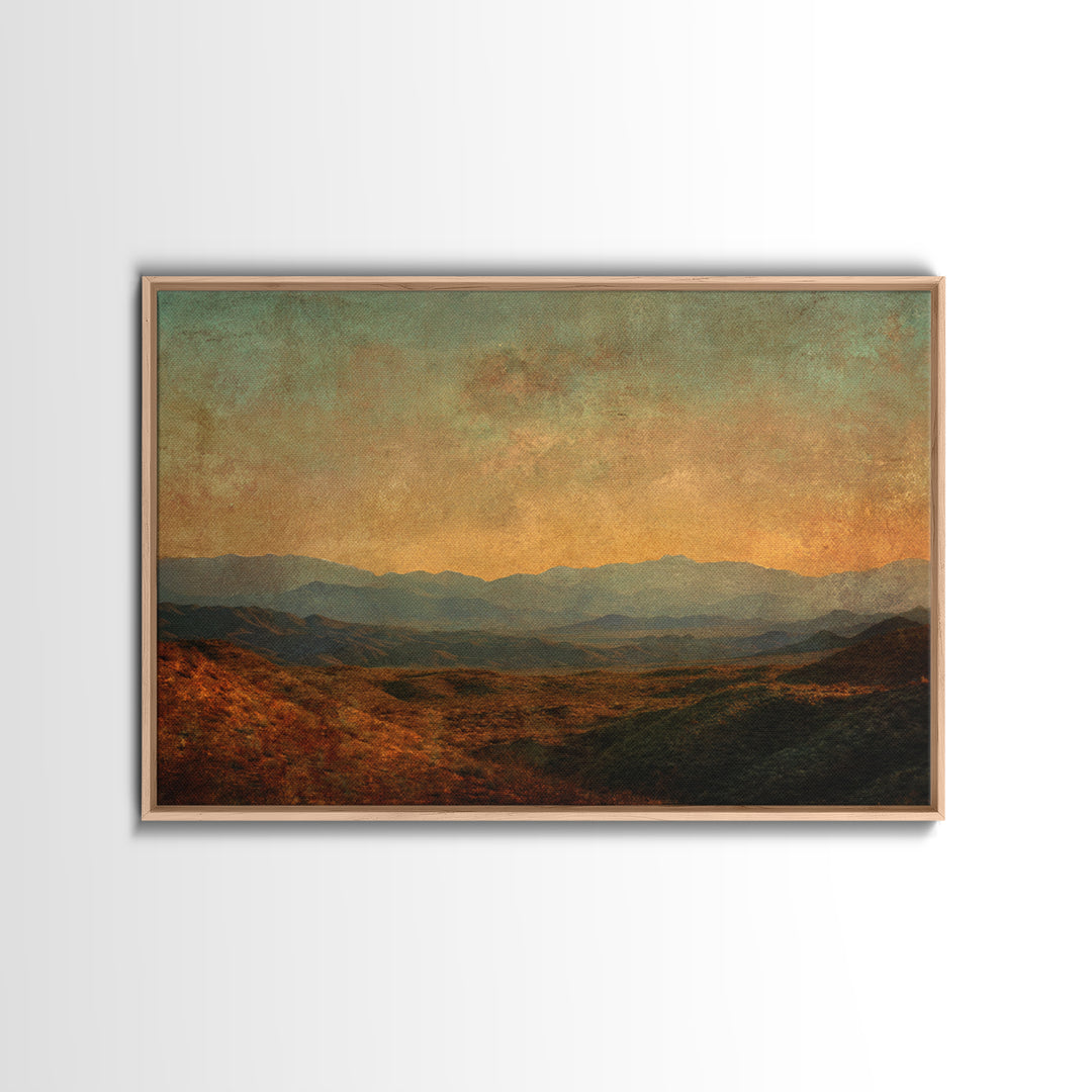 Dreamy Desert Sunset Framed Canvas Print, Above Bed Art, Art Print, Bedroom Decor, Fine Art, Serenity, Dorm Decor, ABA-3x2-59