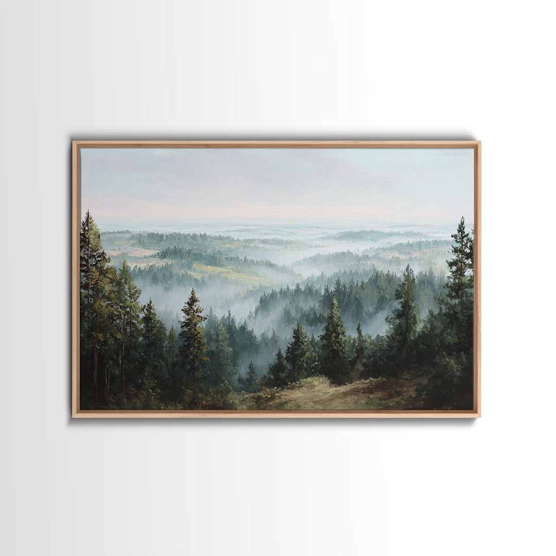 Quiet Forest Ridge Softened by Fog Canvas Print, Above Bed Art, Apartment Decor, Bedroom Decor, Serenity, Photography Prints, ABA-3x2-66