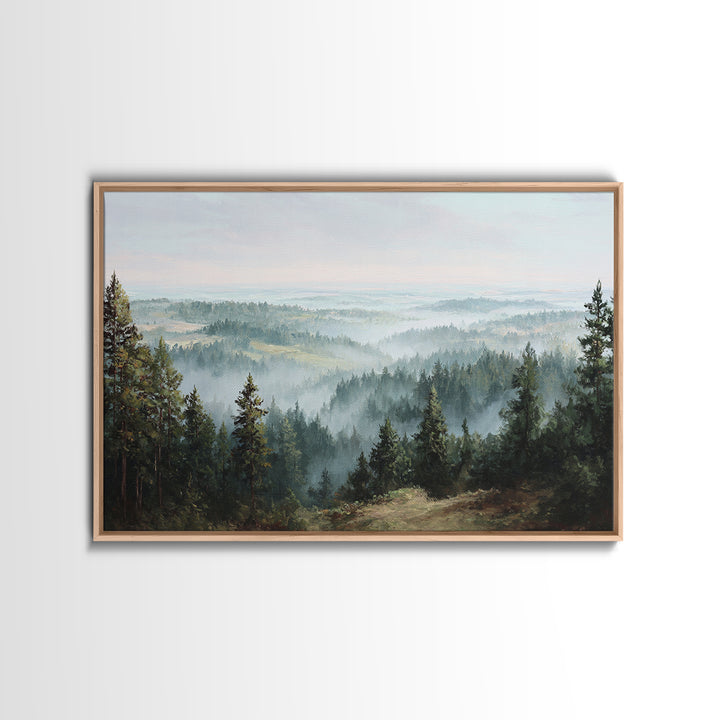 Quiet Forest Ridge Softened by Fog Canvas Print, Above Bed Art, Apartment Decor, Bedroom Decor, Serenity, Photography Prints, ABA-3x2-66
