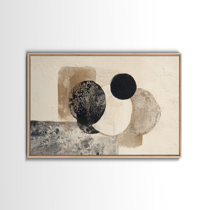 Japandi Ink Shapes Framed Canvas Print, Above Bed Art, Printable Art, Bedroom Decor, Abstract Art, Serenity, Bedroom Wall Art, ABA-3x2-70